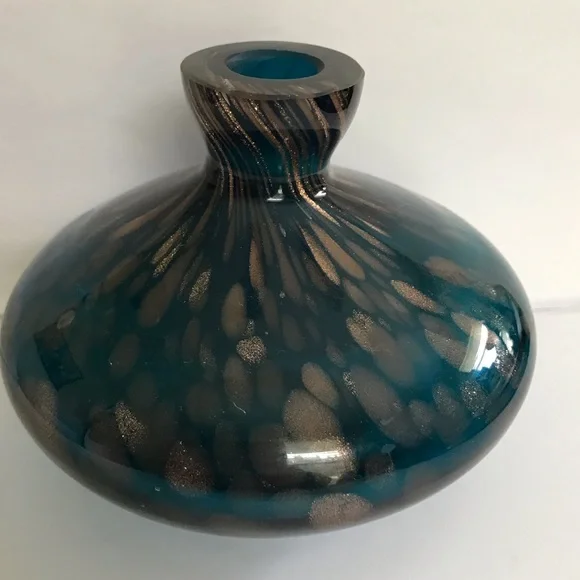 Loetz Art Nouveau Teal With Gold Glitter Vase - Picture 3 of 13